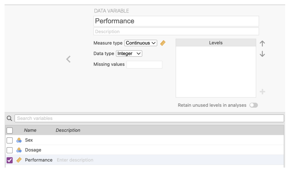 data variable - performance