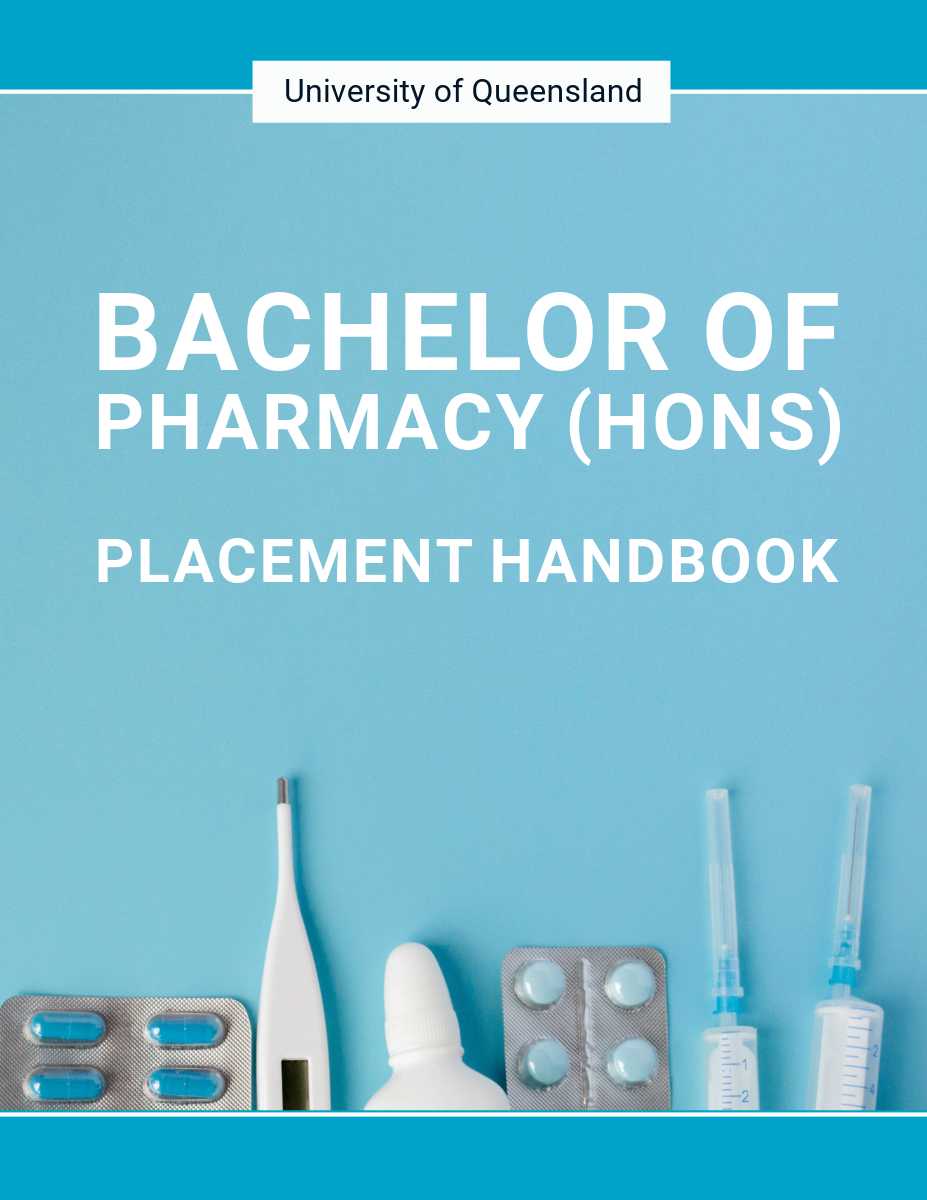 Cover image for UQ Bachelor of Pharmacy (Hons) Placement Handbook