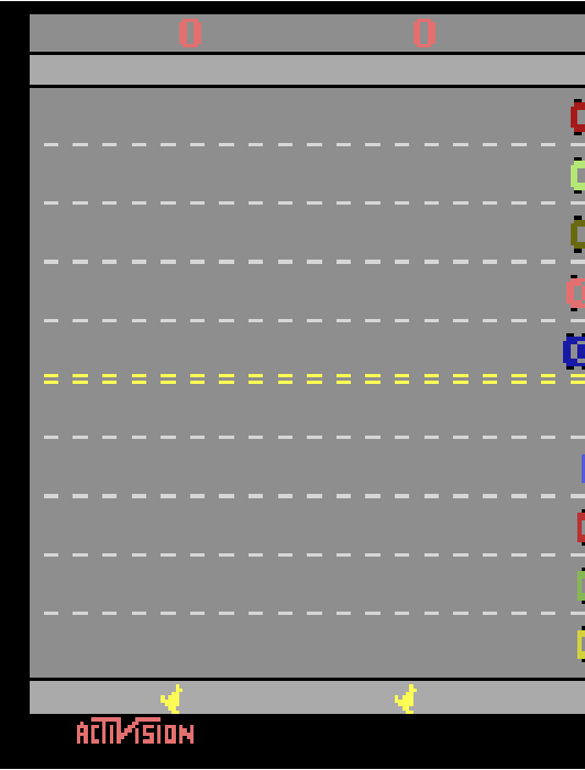 Freeway game showing cars moving on a freeway