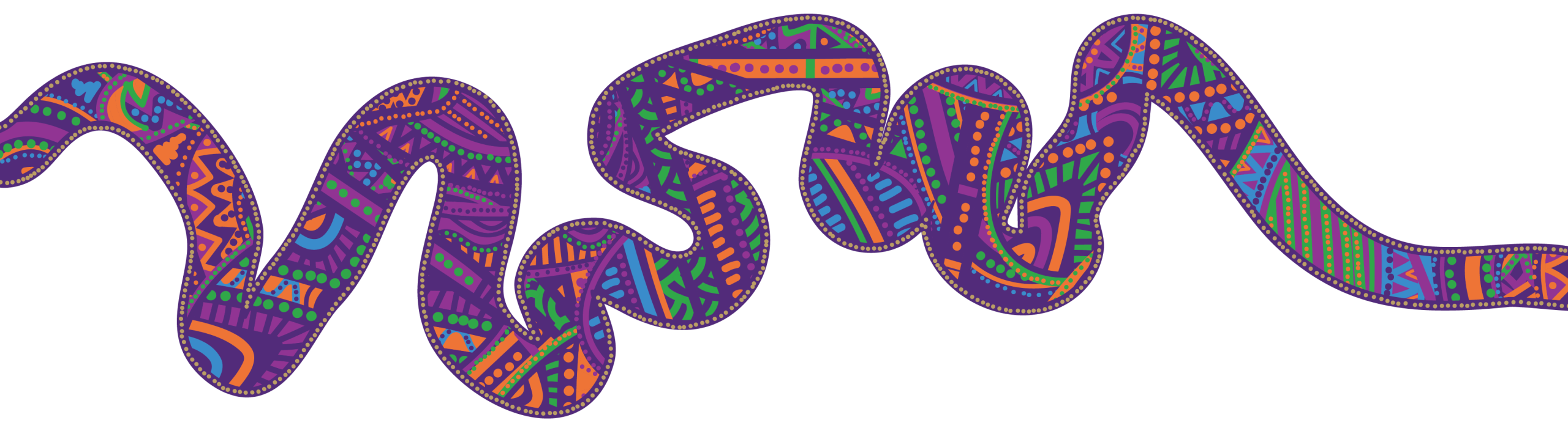 Graphic elements overlaying a coloured background symbolise UQ values. The Brisbane River and its patterns represent our Pursuit of excellence. Within the River are tools used by Aboriginal people to teach, gather, hunt, and protect.