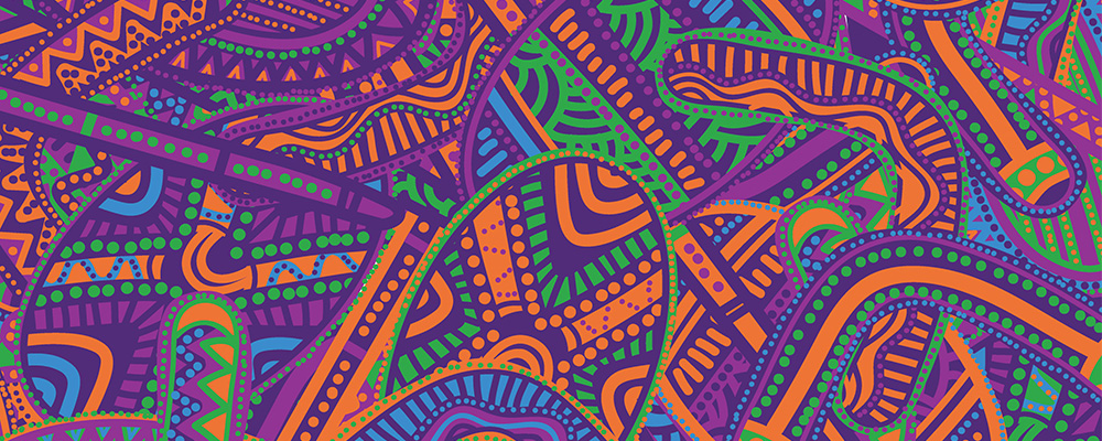 UQ Reconciliation Action Plan River artwork from A Guidance Through Time by Casey Coolwell and Kyra Mancktelow © The University of Queensland.