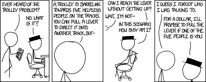 A comic of the trolley problem as situational ethics