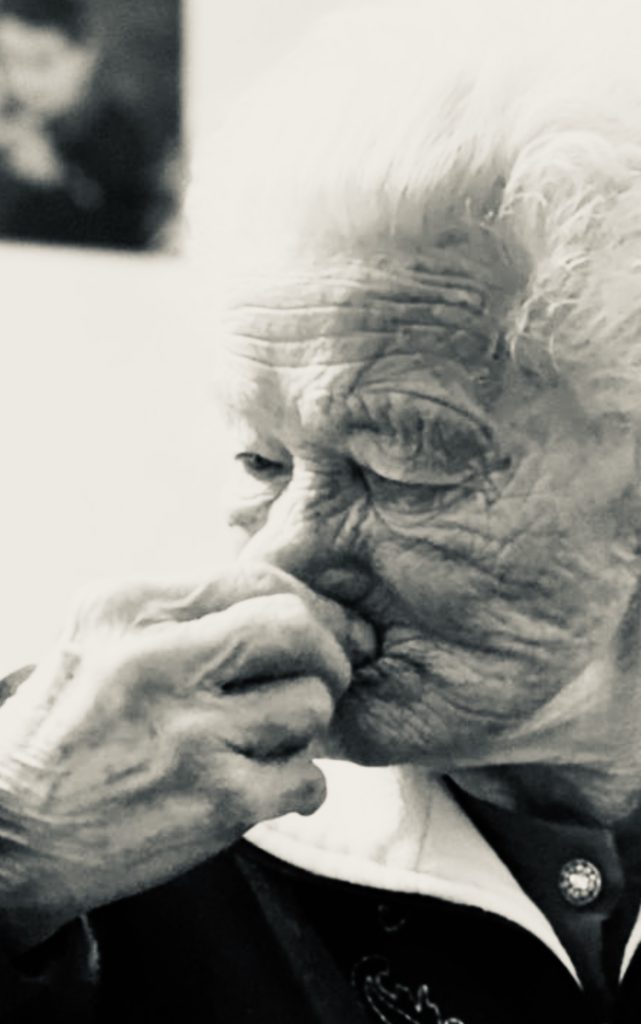 Picture 3. Encounters. Italia Corona De Pellegrin (Meda Ita/aunt Ita), 96 years old, is my grandmother’s youngest sister. Her beautiful wrinkles embody her will to live and her losses.