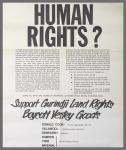 Poster with the title "Human Rights?"