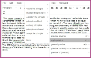 Collocations suggested by Collocaid for 'principle'.