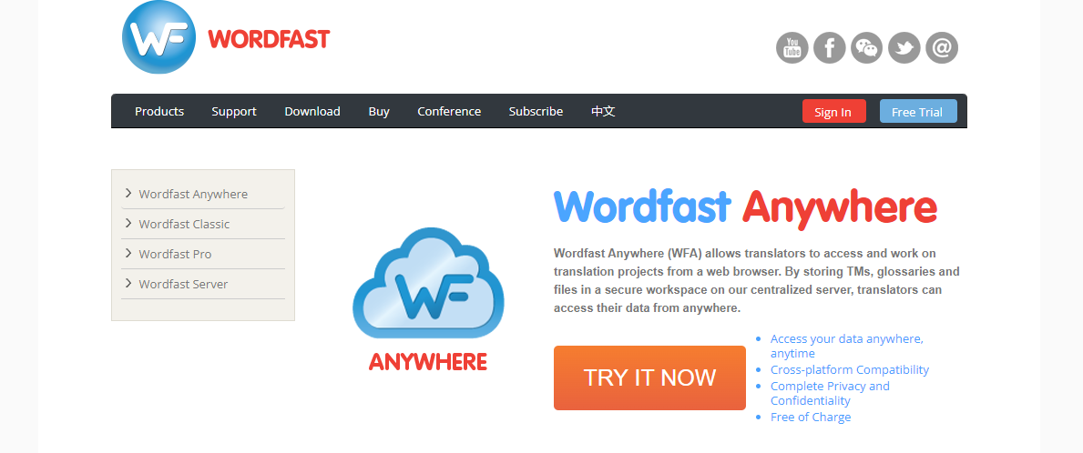 Wordfast homepage.