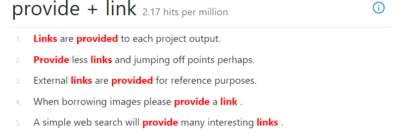 Concordance lines of provide and link from SKELL.