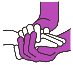 Illustration of 2 sets of hands holding each other.