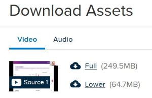 Download Assets - Video and Audio options