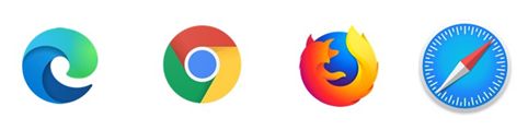 Microsoft Edge, Google Chrome, Mozilla Firefox and Safari logos